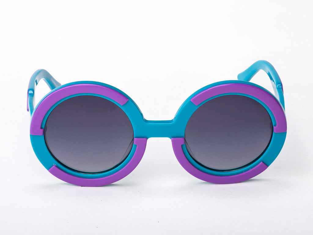 Sobo Sunglasses Light Blue and Purple Frame with Smoke Gradient Lens