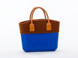 The Bluebonnet Set - Snorkle Blue Body With Brown Velvet Trim and Amber Eco-Leather Handles