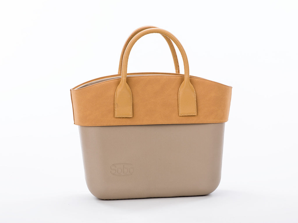 The Carnolite Set - Iced Coffee Body With Caramel Trim and Short Beige Genuine Leather Handles