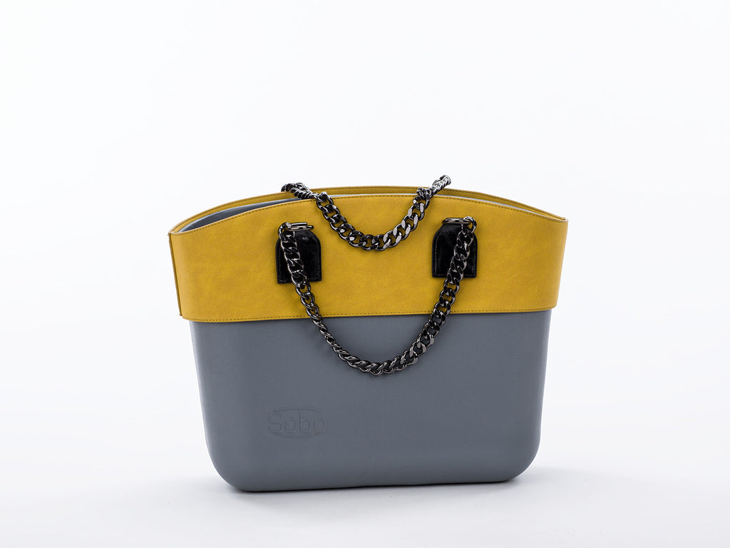 The Palm Beach Set - Grey Body With Olive Trim and Black Chain & Eco-Leather Handles