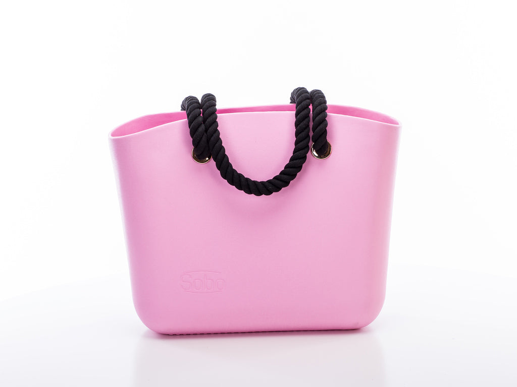 Pink Sobo Bag Body with Black Rope Handles