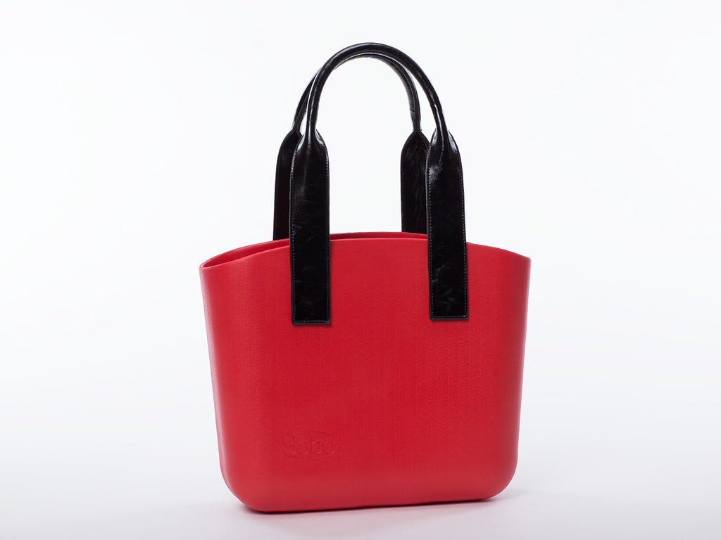 Sobo Fashion Black Eco-Leather Handles on Red Body