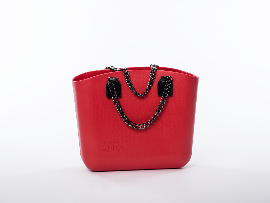 Sobo Fashion Black Chain & Eco-Leather Handles on Red Body