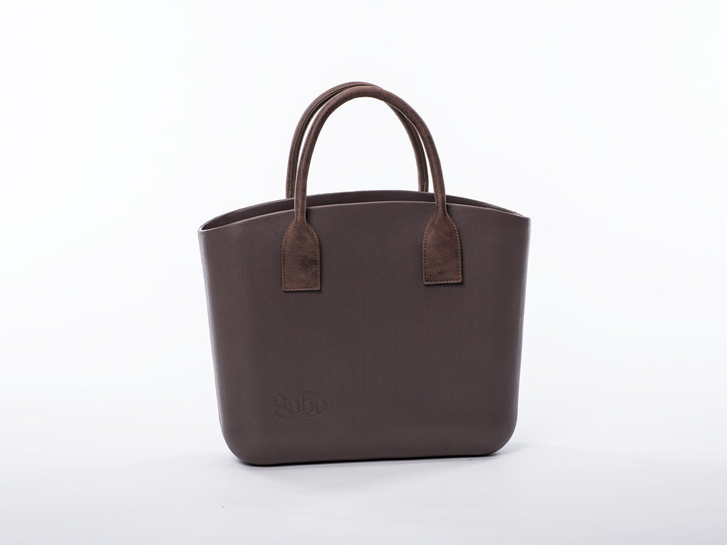 Sobo Fashion Short Matte Brown Eco-Leather Handles on Brown Body