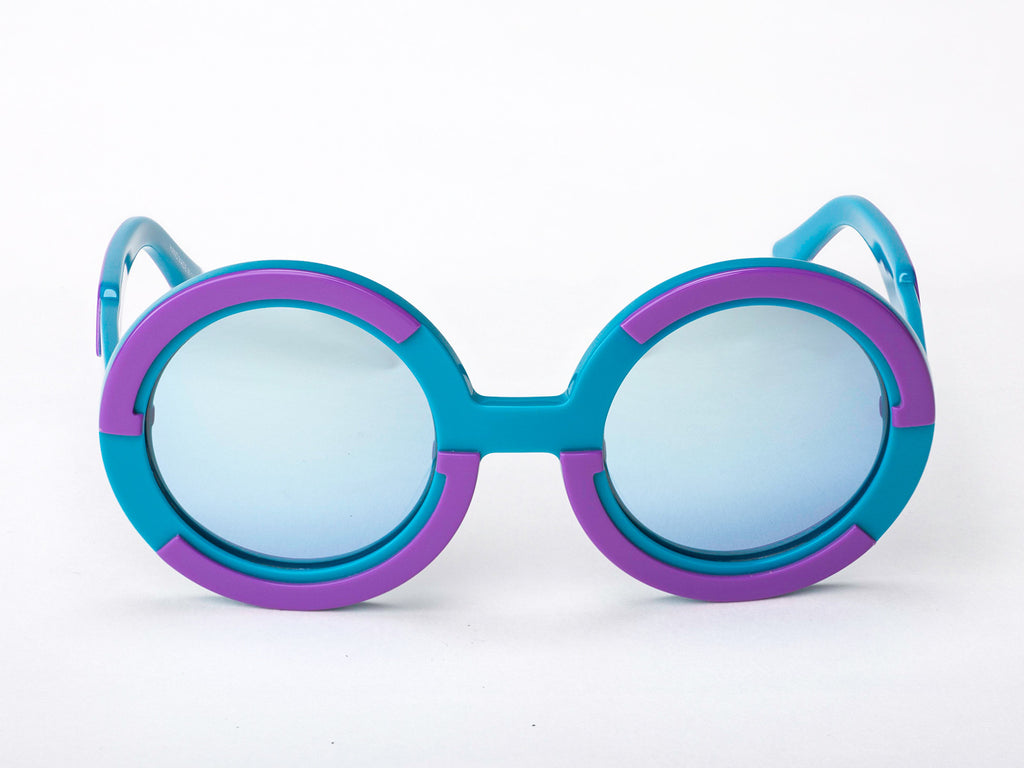 Sobo Sunglasses Light Blue and Purple Frame with Blue Revo Lens