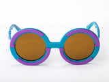 Sobo Sunglasses Light Blue and Purple Frame with Mirror Gold Lens