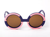Sobo Sunglasses Navy Blue and Pink Frame with Brown Lens