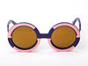Sobo Sunglasses Navy Blue and Pink Frame with Mirror Gold Lens