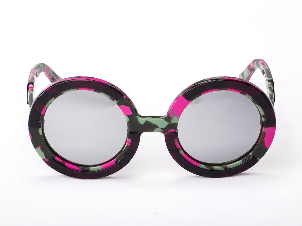 Sobo Sunglasses Pink Camo Frame With Mirror Silver Lens