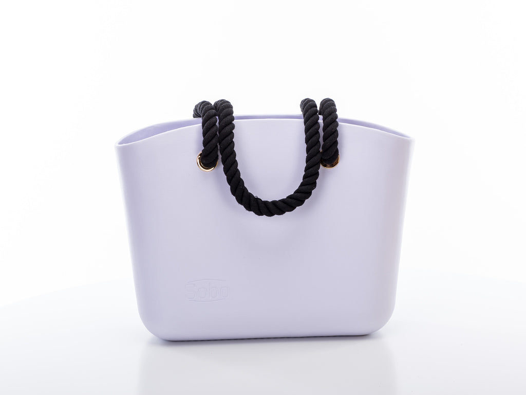 White Sobo Bag Body with Black Rope Handles